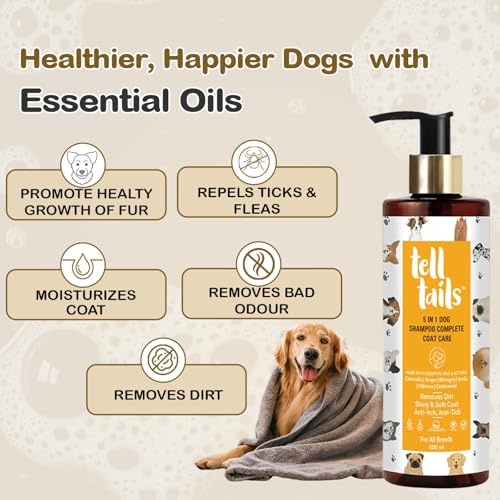 Image of 5-in-1 Dog Shampoo 250ml | Gentle Coat Cleanser for Dogs | Helps Clean, Condition, Detangle & Freshen Fur | with Citronella, Ginger, Bhringraj & Amla | for Labrador & All Breeds