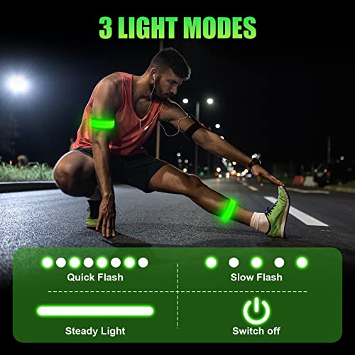 flintronic 2 x LED-Armbänder, wiederaufladbar, USB, Laufarmband, reflektierend, LED, Running, Blinklicht, verstellbar, Sicherheitsarmband, beleuchtet, Sportarmbänder