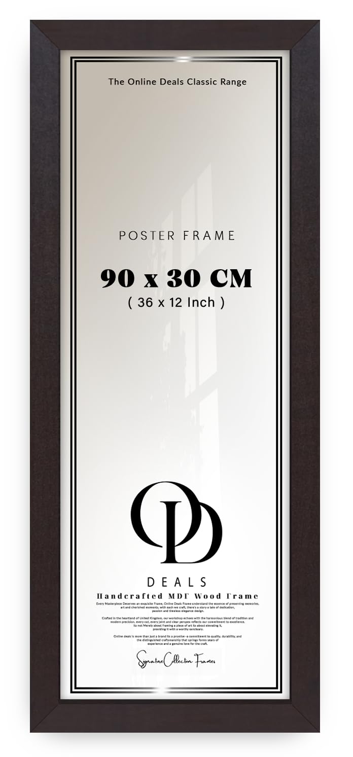 OD Deals — Premium (90 X 30 CM) Poster Frame | 36 X 12 Inch Mahogany Border, Display For Paintings And Photos In Vertical Or Horizontal Orientation, Ideal For Home And Gallery Uses