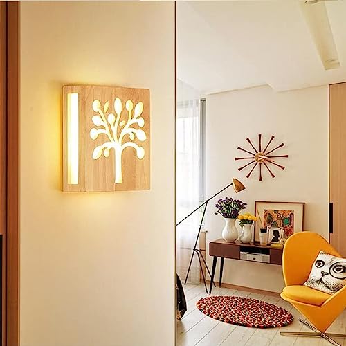 Lámpara de panel de pasillo en madera con acabados premium estilo retro 2