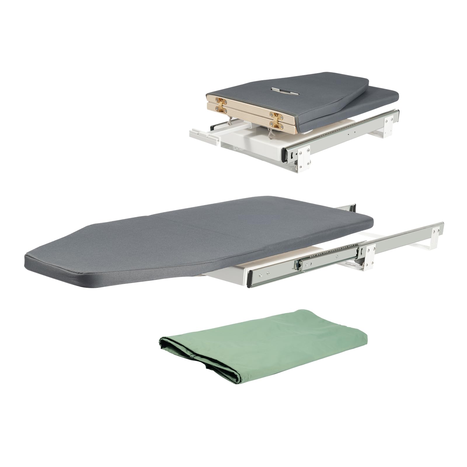 Asse da stiro a parete, 90 x 30 cm, pieghevoli con rivestimento resistente al calore, rotazione di 180°, salvaspazio, per cassetti, guardaroba, 224 mm x 1770 mm x 67 mm
