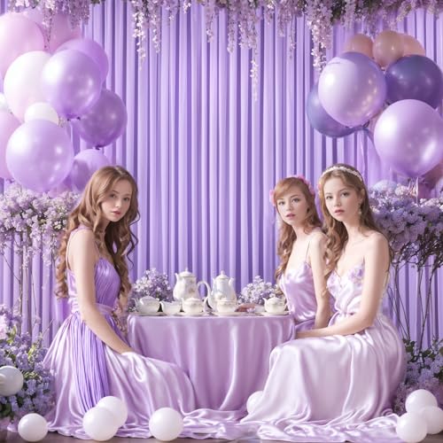 10 Panels Lavender Backdrop Curtain for Parties Wedding Wrinkle Free Light Purple Photo Curtains Backdrop Drapes Fabric Decoration for Baby Shower Photoshoot 50ft(W) x 10ft(H)
