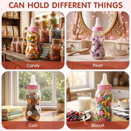 Image of SUPVOX Baby Bottle Piggy Bank 11.02 X 4.13 X 4.13 in Transparent Money Box Saving Pot Money Box for Coins Desktop Ornament for Kids Birthday Baby Shower Nursery Decor