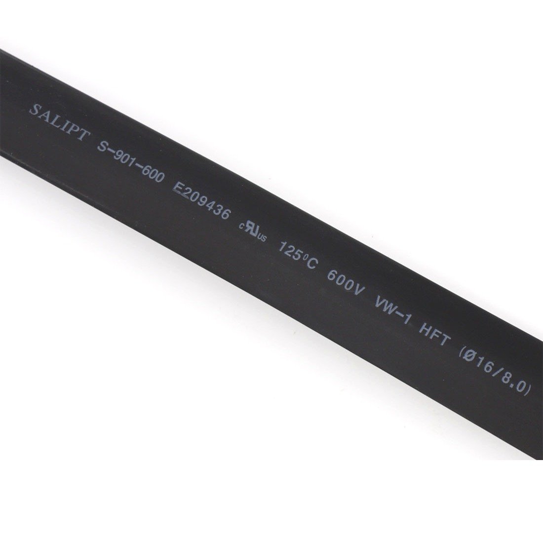 BaomainHeat Shrink Tube Shrinkage Ratio 2:1 16mm Dia 125℃ 600V UL&CUL 5 Meter Black