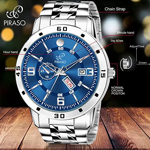 Image of PIRASO Analog Day and Date Working Display MESH Strap Watch for Men & Boys
