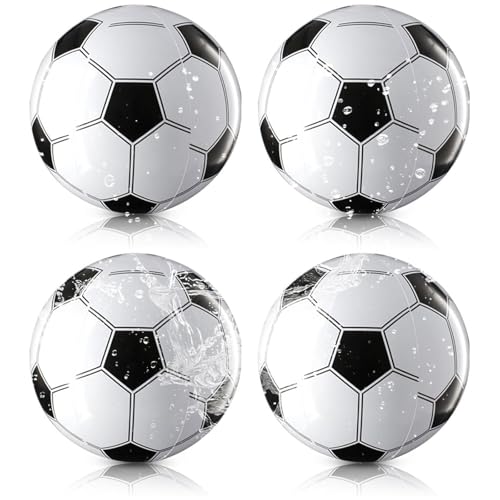 4 Stück Wasserball, Wasserball Aufblasbar, 26cm Aufblasbarer Ball, Wasserball Klein, PVC Fußball, Klein Fussball, Beachball, Schwimmen Pool Sport Spiel Party Supplies