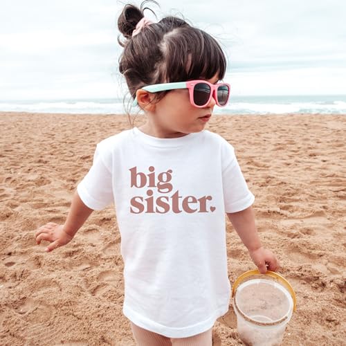 Girls Big Sister Shirt - Retro New Big Sister - Pregnancy Reveal Baby Birth Announcement - Natural Toddler Youth Tee4