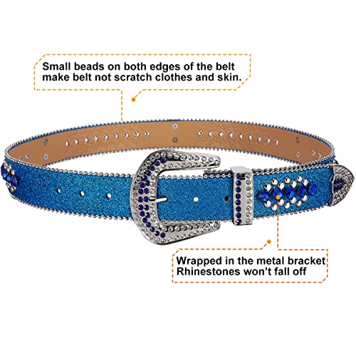 Dream Apparel Rhinestone Belt for Men & Women, Western Cowgirl Cowboy Bling Studded Diamond Belt, Faux Leather, for Jeans4