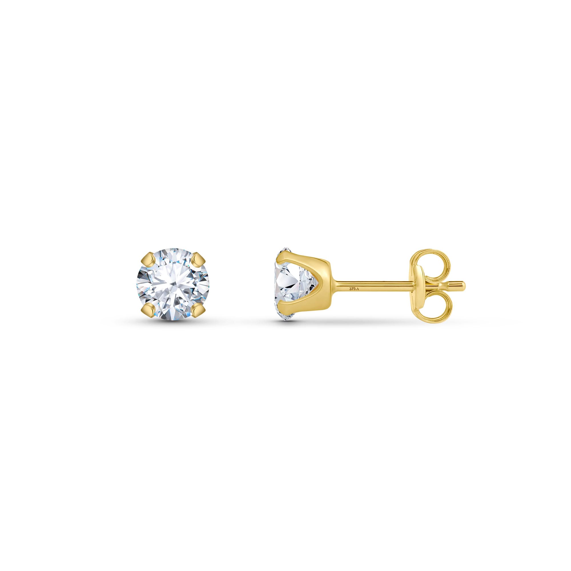 Amberta Allure Damen Ohrstecker aus 9K Gold mit Zirkonia
