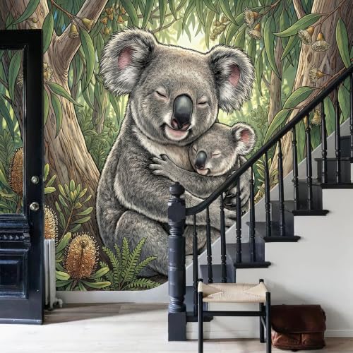 Papier Peint Forêt Koala 3D pour Métamorphoser un Salon sans Gros Travaux