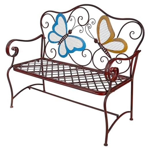 Alpine Corporation Butterfly Bench, 45"L x 23"W x 39"H, Blue,bronze