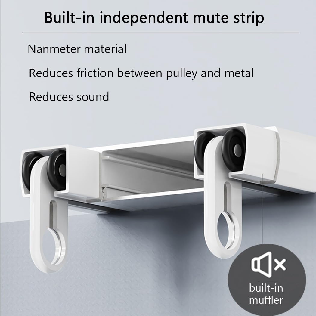 Système de tringle à rideaux double en aluminium facile à installer, séparateur de pièce de 290 cm, tringle à rideau blanche pour une utilisation familiale, parfaite pour la décoration de la maison.