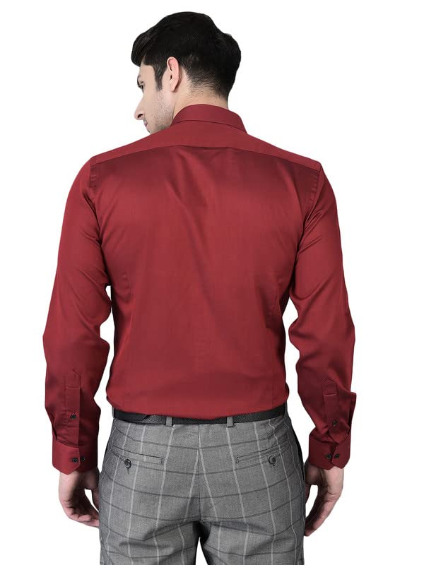 Image of Canoe Men's Regular Fit Blue Color Cotton Fabric 38 Size Button Closure Formal Shirt Collared Neck Pattern Chest Pocket Spread Collar