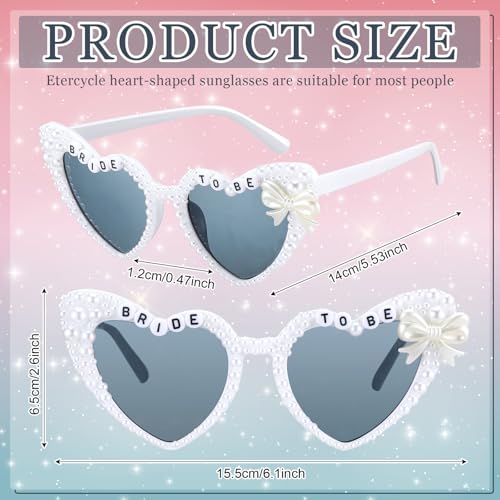 Bride White Heart Sunglasses with Bow Pearl Bride to Be Design Comfortable Sunglasses for Bridal Bachlorette Gifts Shower Wedding Engagement2
