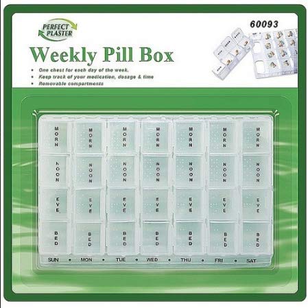 GeneriseWeekly Pill Box Daily Supplement Organiser Medicine Tablet Storage 7 Day Week AM