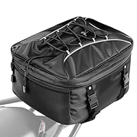 VEVOR Motorradhecktasche Rücksitztasche (22-34 L) mit wasserfester Regenabdeckung, Motorrad-Gepäckaufbewahrung, Gepäckträgertasche mit Riemen & elastischer Kordel, Motorradgepäck Schwarz