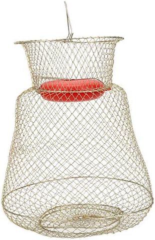 OMDD Stainless Steel Foldable Round Fishing Net, Portable Fish Shrimp Basket Fishing Net Cage with Floating Bowl Fishing Bait Trap Cast Net Cage for Catching Fish Crab Lobster Minnows Shrimp(33cm)