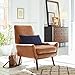 Amazon Brand - Rivet Jamie Leather Mid-Century Modern Low Arm Accent Living Room Chair, Cognac Leather, 31