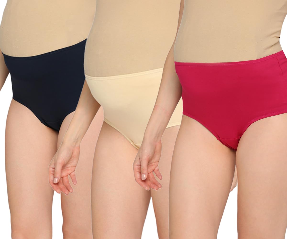 Evamomies Women's High Waist Soft Comfy Cotton Lycra Maternity Panty|Pregnancy Panty|Maternity Panties (Pack of 3)-picture-21