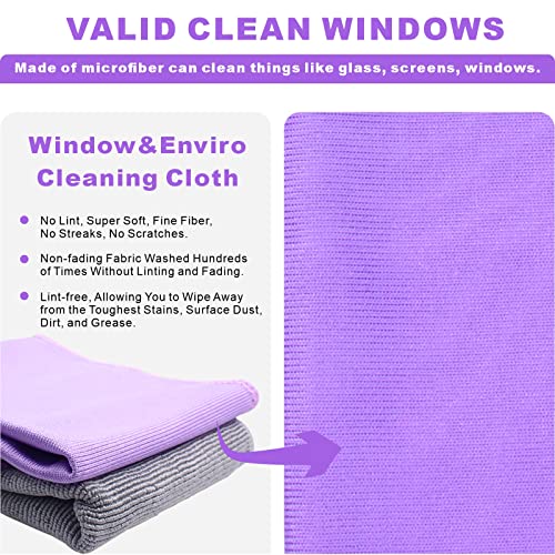 Window Cleaning Cloth & Enviro Cloth, Basic Package Window Cloth & Enviro Cloth. For Cleaning Home, Car, Restaurant, Bar, Hotel, And Office. Clean And Leave No Traces. (Grey And Purple Set) 2 Pack. #TOP2