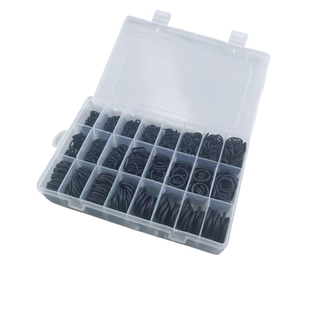 Kit de 1200 Uds. Conjunto surtido de arandelas tóricas con sello VMQ resistente al calor y al aceite negro Compatible con grifos y plomería