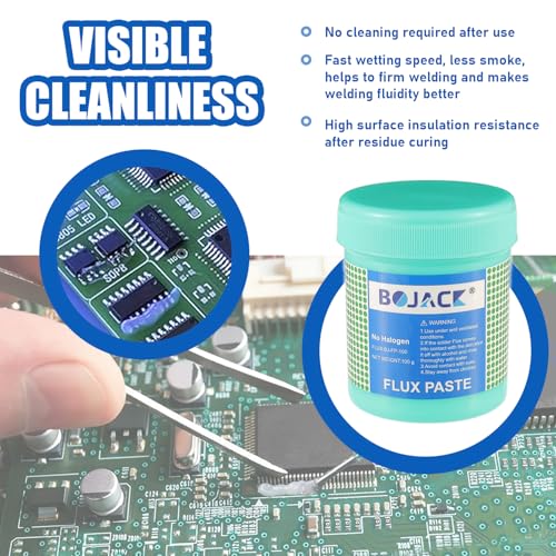 Image of BOJACK Solder Paste Flux No Clean Free Environmentally Friendly Soldering Flux Paste Ideal for CPU Disassembly Assembly Special BGA PCB SMD Repair and Soldering(5.15oz /146g)