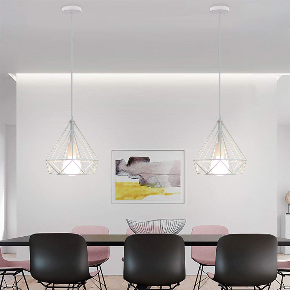 STOEX Lampada A Sospensione Design Diamante Industriale, Ferro Battuto Rosso, Attacco E27, 25x25 Cm, Per Ristorante, Bar, Sala - copertina