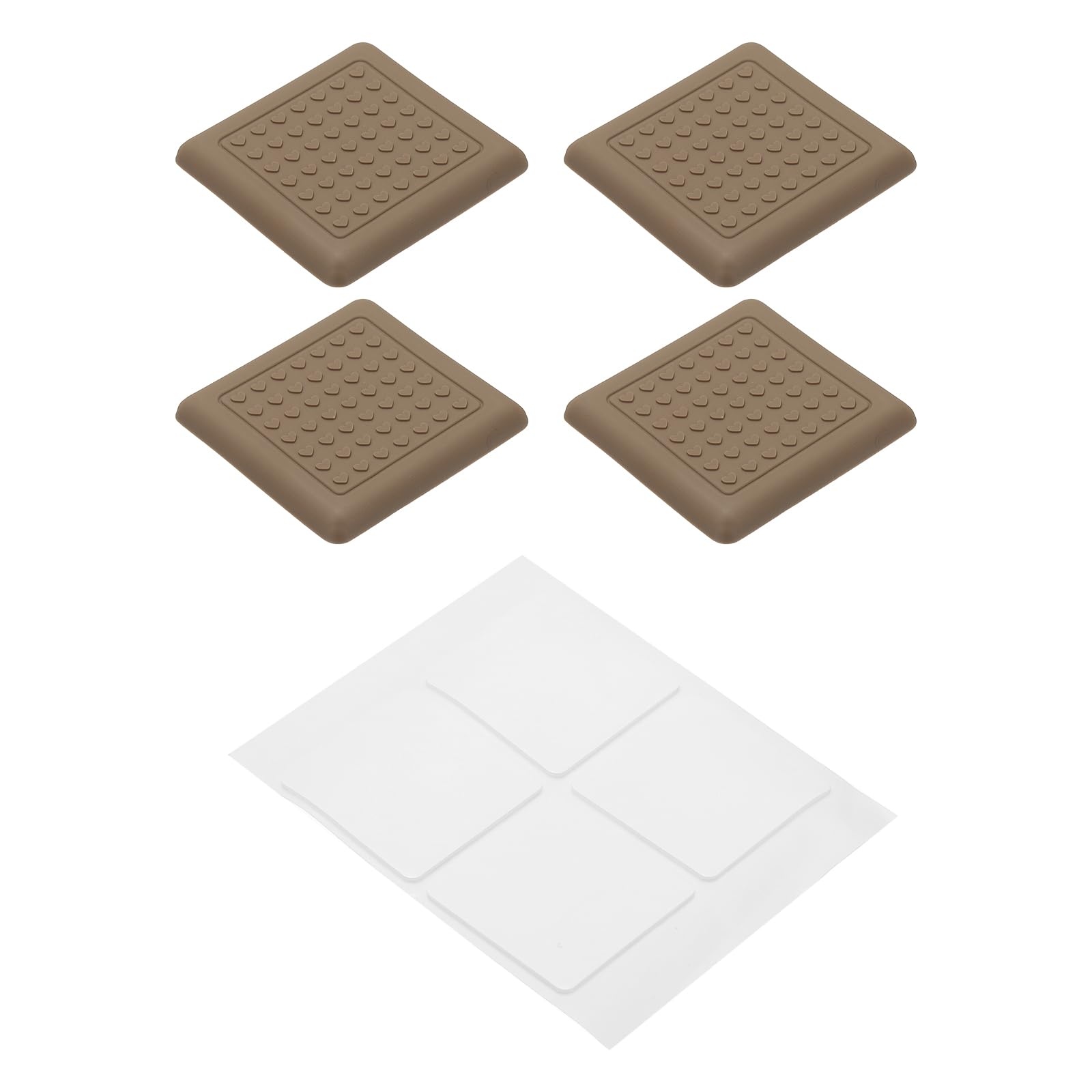 PATIKIL 2 Inch Non Slip Furniture Pads, 4 Pcs Square Rubber Furniture Caster Cups, Anti-Slide Floor Protector for Chair Hardwood Floor Bed Cabinet Sofa Table, Brown