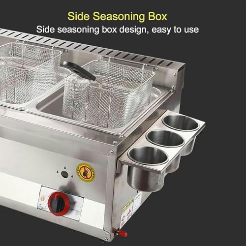 AFLEPCBRQ Fritteuse, kommerzielle Gas-Arbeitsplattenfritteuse mit 2/3 Frittierkörben, 20/30-Liter-Fettfritteuse mit großem Fassungsvermögen, für Restaurant-Café – Bild 5