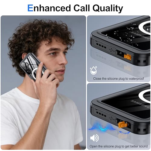 Image of ANTSHARE IP68 Waterproof Case for Samsung Galaxy S25 Plus [2025] - MagSafe Compatible, Built-in Screen /Lens Protector - Shockproof Full Body Protection for Swimming /Outdoor, Black /Clear