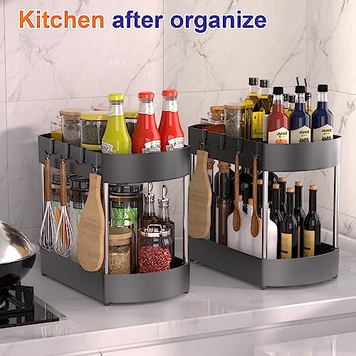 Under The Sink Organizer, Skysen Kitchen Cabinet Organizer, Bathroom Under Sink Organizers And Storage, 2 Pack - Strengthened Structure - Large Capacity - Stainless Steel Support (Uso-2) #TOP3