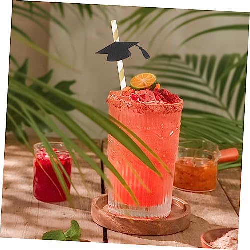 Alipis 12 pcs Pitillos de papel negros flexibles para fiesta miniatura 7