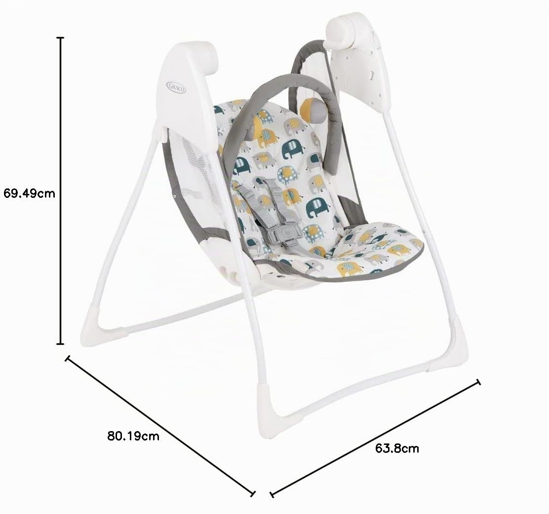 Graco Baby Delight Swing avec 2 Vitesses de Balancement, Pliable Compact et léger avec Seulement 4,67 kg, pour Le Repos pour Jouer, Convient de la Naissance à Environ 6 Mois (0-9kg), Mode Parade