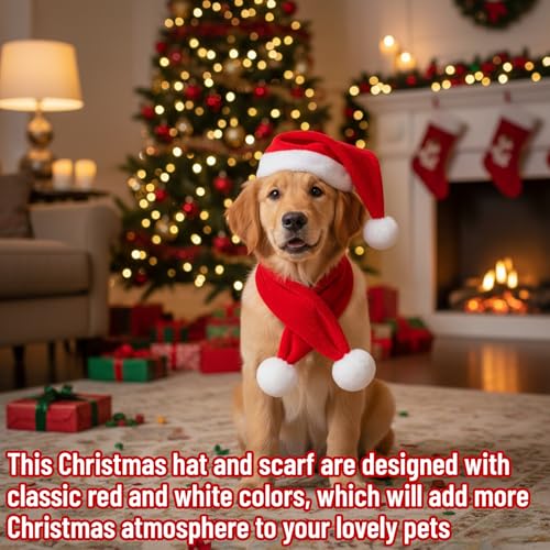 Disfraz Navideño para Perros 2 piezas Sombrero y Bufanda miniatura 4