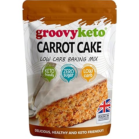 Groovy Keto Carrot Cake / Cupcake Mix | Low Carb | Keto Friendly | Sugar Free | Only 1.7g Net Carbs Per slice | Keto Baking Mix, Diabetic Friendly - 260g Pouch Cover