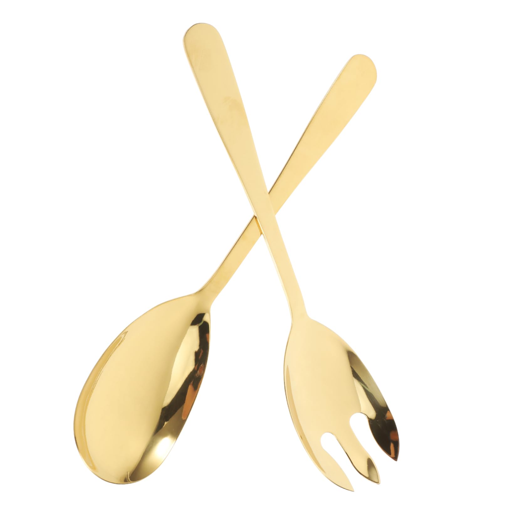 Unomor 2pcs Stainless Steel Cutlery Fork Small Large Mix Spoons Stir Picnic Utensil Dinner Color Food Salad Buffet Serving Tong Metal Sporks Espresso Spoon Golden