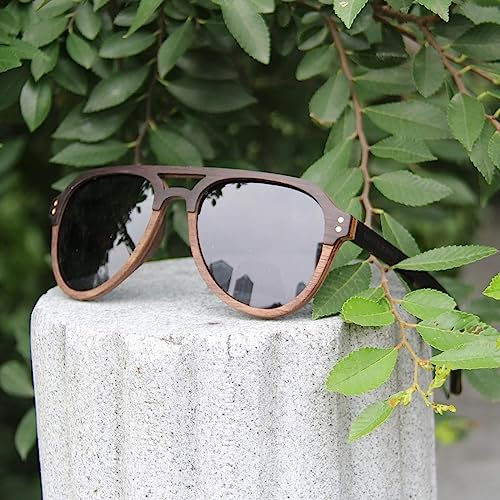 Aviator Wood Polarized Sunglasses Cool Style Wooden Sun Glasses - Main Image