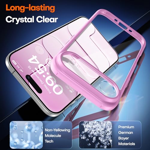 Image of TAURI for iPhone Air Case, with Screen Protector, Pink | Full Camera Protection, Anti-Yellowing Military-Grade Protection Shockproof Slim Phone Case for iPhone 17 Air