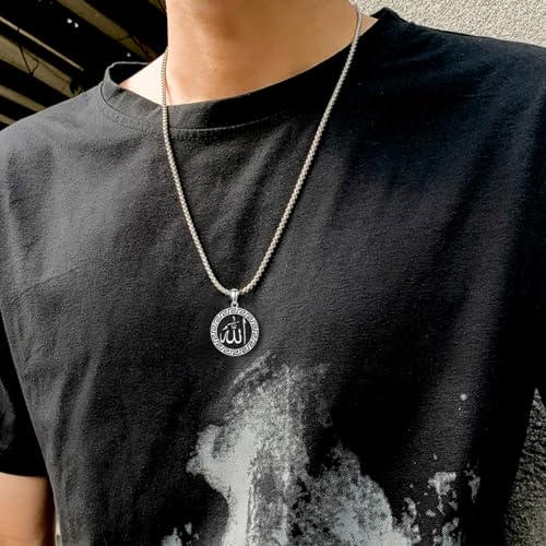 Allah Necklace for Men 925 Sterling Silver/Gold Plated Allah Arabic Pendant Islamic Jewelry Gifts for Men Women3