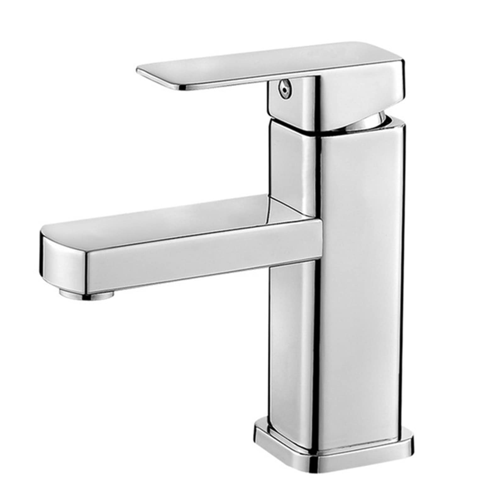 Robinet lavabo mitigeur noir fin de l'eau qui éclabousse avec le jet carré monotrou fluide