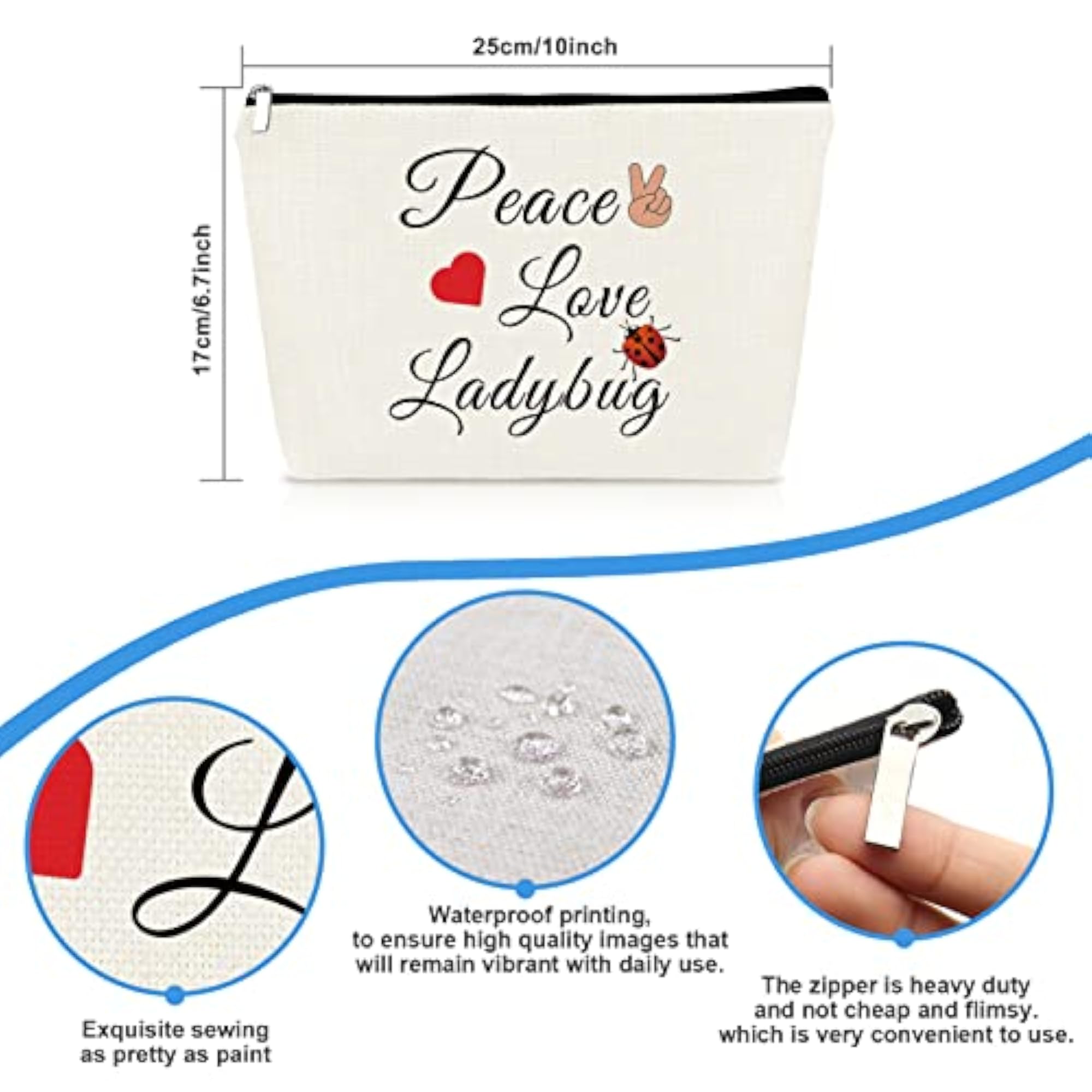 Ladybug Lover Gift Makeup Bag, Good Luck Charm