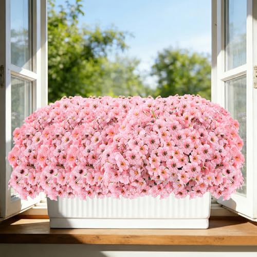 Image of Powbrace 22 Pack Artificial Flowers for Outdoor Indoor Fake Plants(Pink)