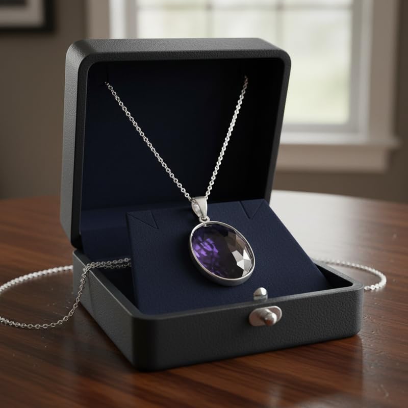 Collier en quartz bleu véritable facetté LKBEADS pendentif d'exception - 4