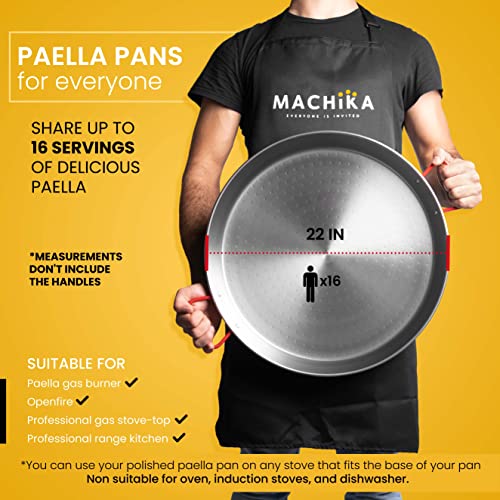 Machika Skillet Pan | Carbon Steel Paella Pan | Carbon Steel Pans For Cooking | Thin Carbon Steel Pan For Paella | Perfect For Outdoors, Camping, Restaurants, And More | 16 Servings | 22 In | #TOP2