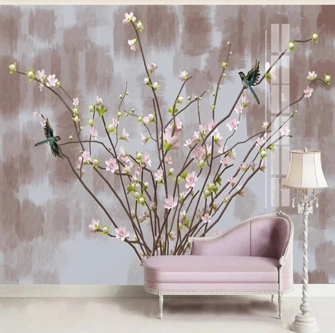 Peinture murale 3D fleurs roses papier peint haut de gamme salon