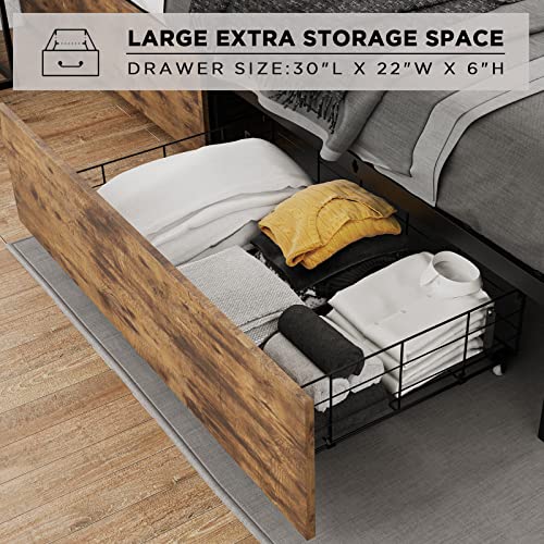 Amerlife Queen Bed Frame With 4 Xl Storage Drawers, Storage Platform Bed With Wooden Headboard & Footboard, No Box Spring Needed, (Bt-829Q) #TOP5