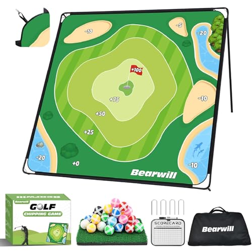Bearwill Golf Chipping Game 70×70'', Outdoor Backyard Game Beach Golf