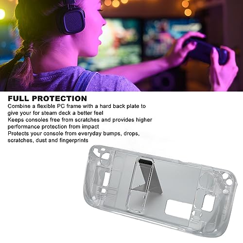 Coque Steam Deck transparente avec béquille de support intégrée - 3