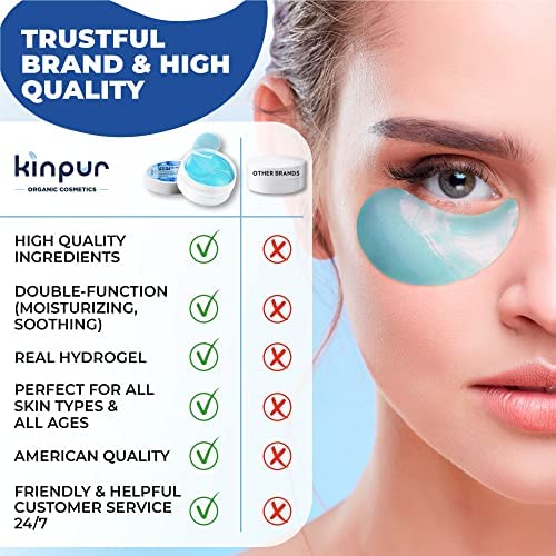 Kinpur Organic Cosmetics Under Eye Patches For Puffy Eyes - Hyaluronic Acid And Collagen - Under Eye Mask For Eye Bags, Dark Circles, Fine Lines - Deep Skin Moisturizing - 30 Pairs, American Quality #TOP1