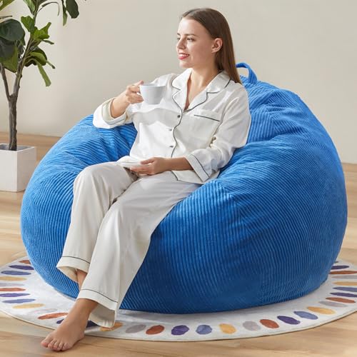 Hobestluk - Puff para adultos (1,9 m, relleno incluido, funda extraíble para dormitorio y salón, talla L, color azul